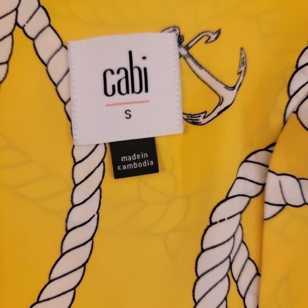 CAbi Yellow Reef Knot Nautical Blouse size small NWOT‎ - Picture 7 of 9